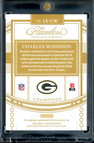 2022 Panini Flawless Charles Woodson Super Bowl Auto Gold /25 Packers