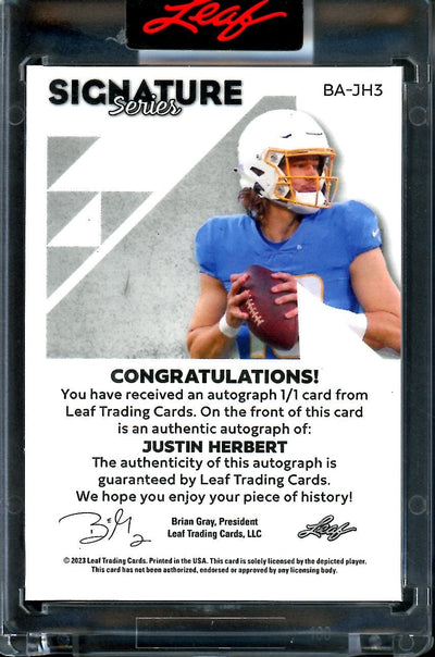2023 Leaf Signature Series Justin Herbert Auto 1/1 Chargers