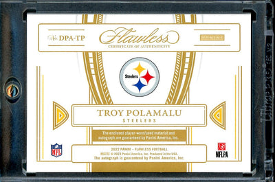 2022 Panini Flawless Troy Polamalu Distinguished Patch Auto Ruby /9 Steelers