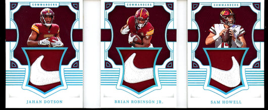 2022 Panini National Treasures Jahan Dotson/Brian Robinson Jr./Sam Howell Triple Nike Swoosh Patch Booklet 1/1 Commanders