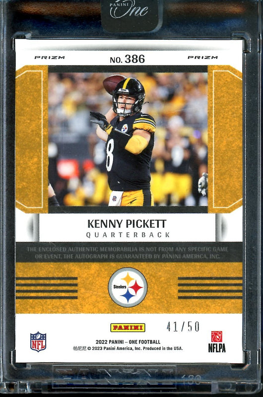 2022 Panini One Kenny Pickett Rookie Fractal RPA /50 Steelers