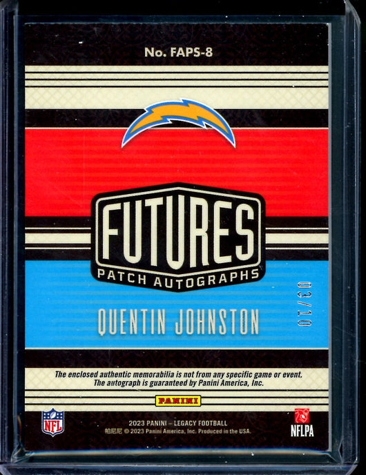 2023 Panini Legacy Quentin Johnston Rookie RPA Gold /10 Chargers