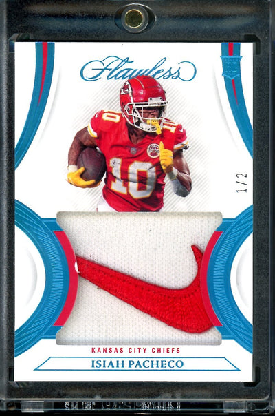 2022 Panini Flawless Isiah Pacheco Rookie Nike Swoosh Patch /2 Chiefs