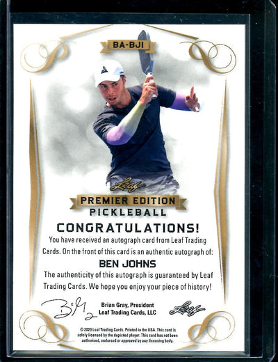 2023 Leaf Premier Edition Ben Johns Rookie XRC Auto Red /25
