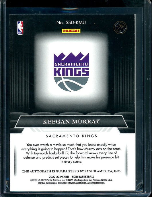 2022-23 Panini Noir Keegan Murray Rookie Silver Screen Debut Auto /99 Kings