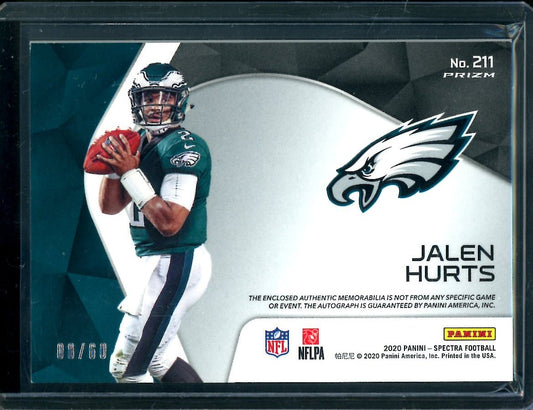 2020 Panini Spectra Jalen Hurts Rookie RPA Blue Disco /60 Eagles