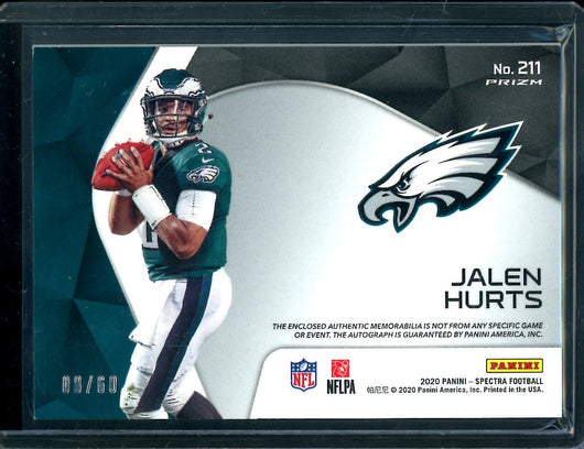 2020 Panini Spectra Jalen Hurts Rookie RPA Blue Disco /60 Eagles