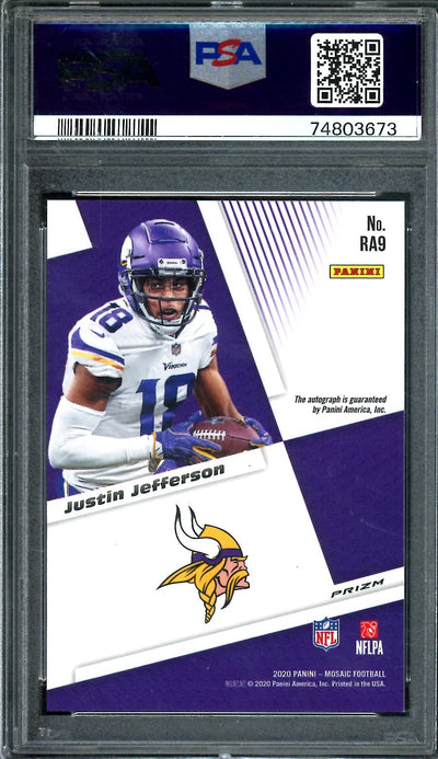 2020 Panini Mosaic Justin Jefferson Rookie Auto PSA 9 Vikings