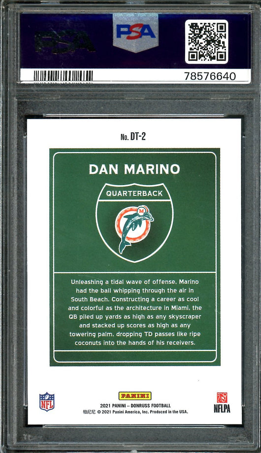 2021 Panini Donruss Dan Marino Downtown SSP PSA 10 Dolphins