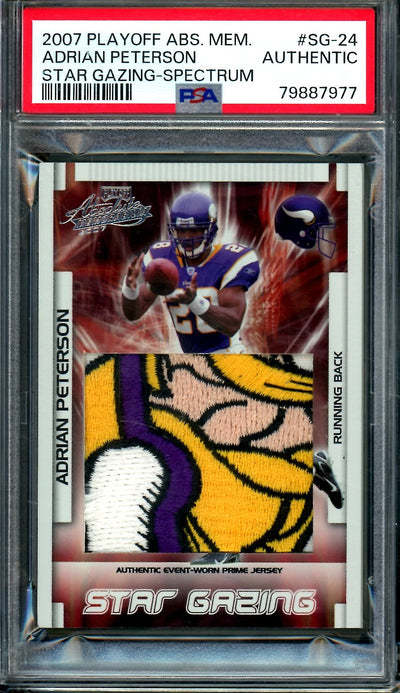 2007 Panini Playoff Absolute Adrian Peterson Rookie Star Gazing Jumbo Patch /25 PSA 9 Vikings