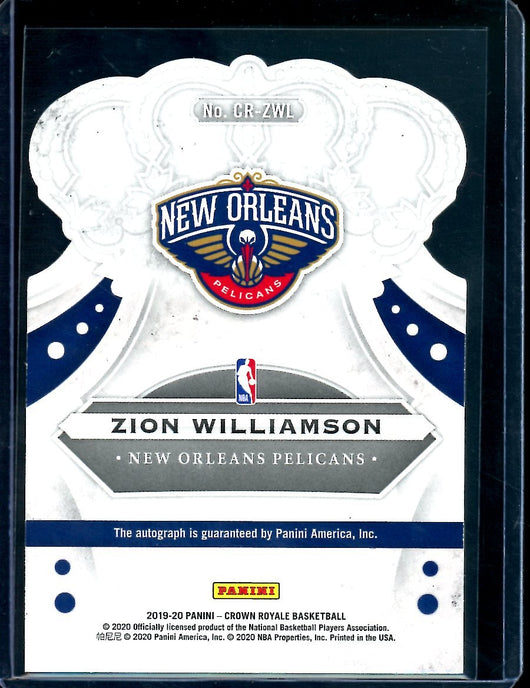 2019-20 Panini Crown Royale Zion Williamson Rookie Auto /99 Pelicans