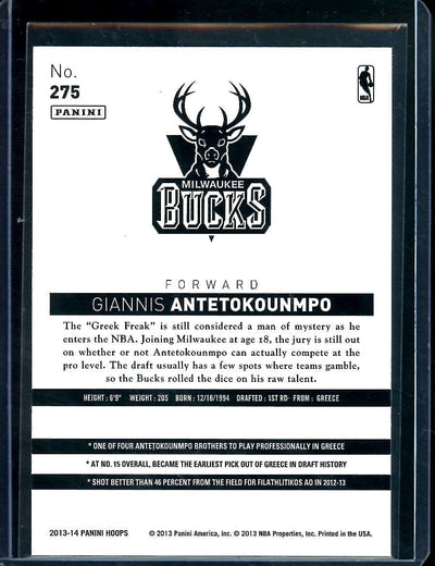 2013-14 Panini Hoops Giannis Antetokounmpo Rookie Blue Bucks