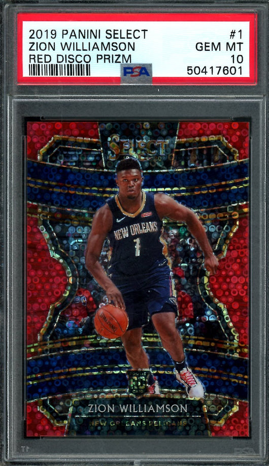 2019-20 Panini Select Zion Williamson Rookie Red Disco /49 PSA 10 Pelicans