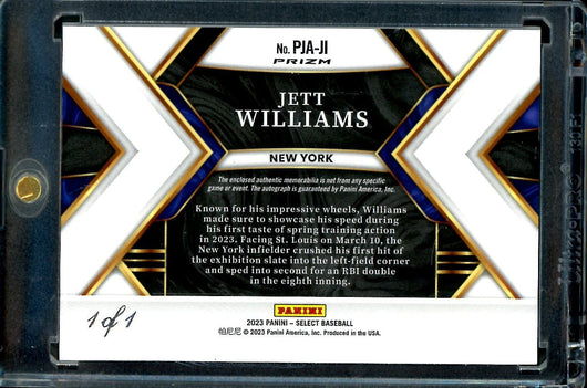 2023 Panini Select Jett Williams Rookie Superfractor RPA 1/1 Mets