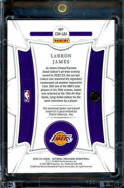 2022/23 Panini National Treasures LeBron James Century Materials Patch /25 Lakers
