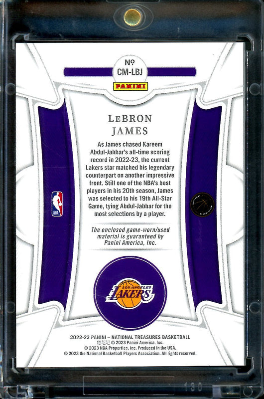 2022/23 Panini National Treasures LeBron James Century Materials Patch /25 Lakers