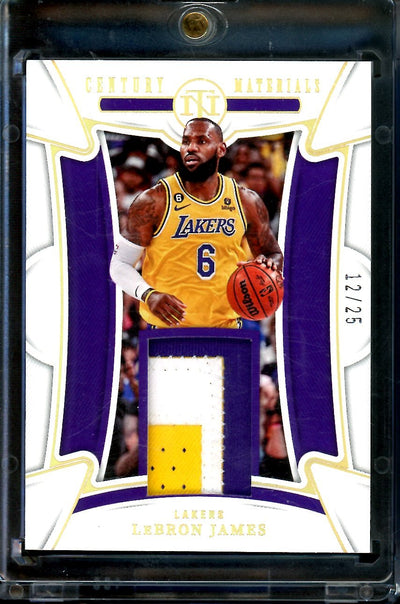 2022/23 Panini National Treasures LeBron James Century Materials Patch /25 Lakers