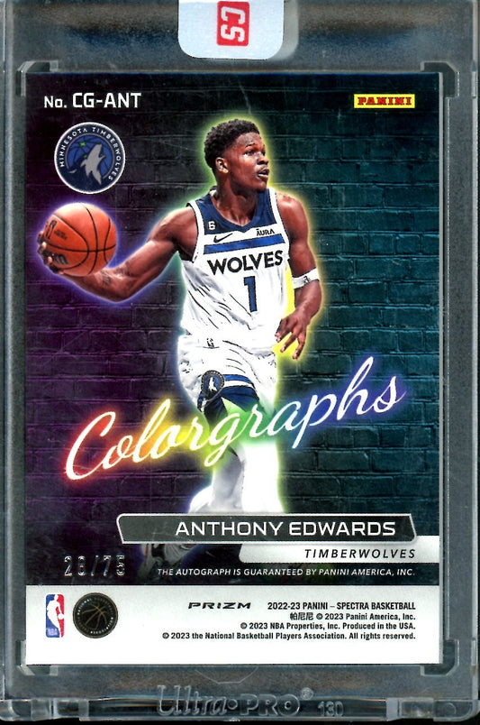 2022/23 Panini Spectra Anthony Edwards Colorgraphs Auto /75 Timberwolves