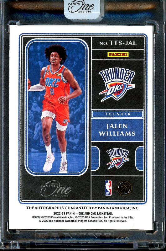 2022/23 Panini One & One Jalen Williams Rookie Team Titan Auto Green /5 Thunder