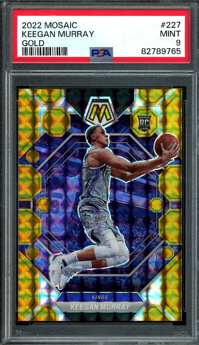 2022/23 Panini Mosaic Keegan Murray Rookie Gold /10 PSA 9 Kings