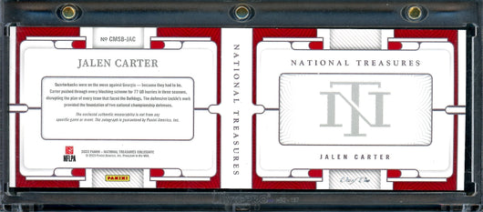 2023 Panini National Treasures Collegiate Jalen Carter Rookie Booklet Patch Auto 1/1 Georgia