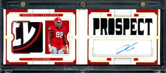 2023 Panini National Treasures Collegiate Jalen Carter Rookie Booklet Patch Auto 1/1 Georgia