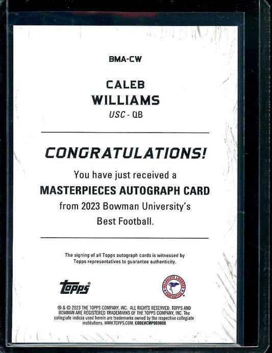 2023 Bowman's Best Caleb Williams Masterpieces Auto /75 USC