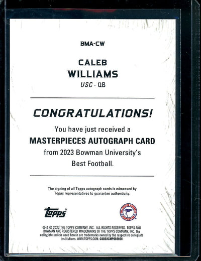2023 Bowman's Best Caleb Williams Masterpieces Auto /75 USC
