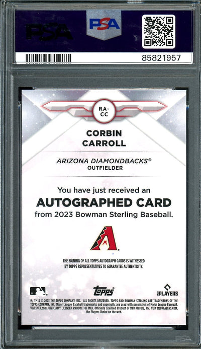 2023 Bowman Sterling Corbin Carroll Rookie Auto Orange /75 PSA 10 Diamondbacks