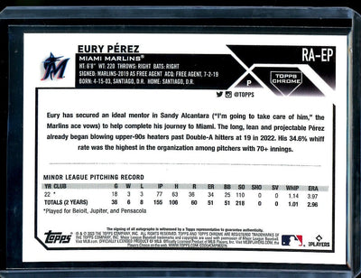 2023 Topps Chrome Eury Perez Rookie Auto Orange /25 Marlins