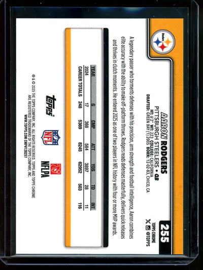 2025 Topps Chrome Aaron Rodgers Red Geometric Refractor /5 Steelers