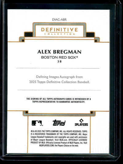 2025 Topps Definitive Alex Bregman Defining Images Autograph 1/1 Red Sox