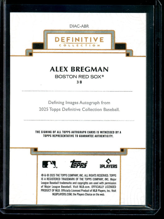 2025 Topps Definitive Alex Bregman Defining Images Autograph 1/1 Red Sox