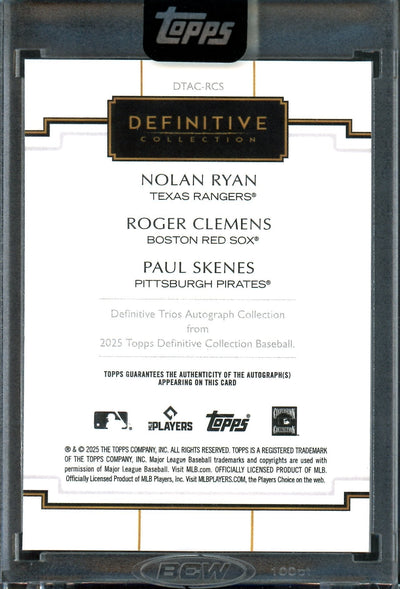 2025 Topps Definitive Nolan Ryan / Roger Clemens / Paul Skenes Autograph Collection 1/1