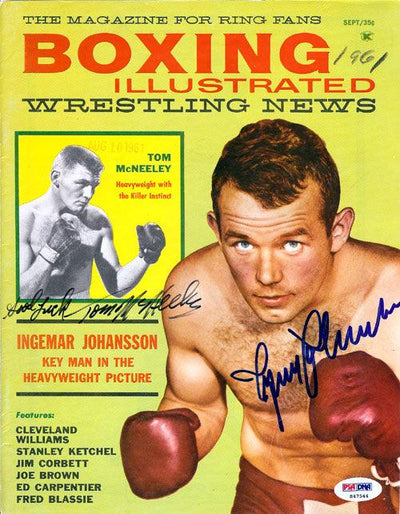 Ingemar Johansson & Tom McNeeley Autographed Boxing Illustrated Magazine Cover PSA/DNA #S47544