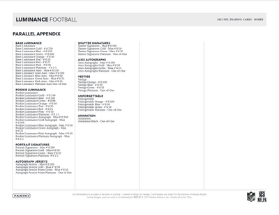 2023 Panini Luminance Football Hobby Box