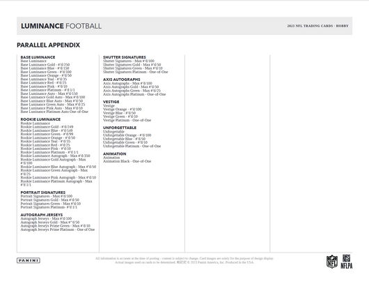 2023 Panini Luminance Football Hobby Box