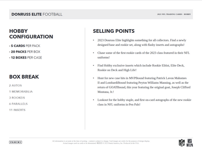 2023 Panini Donruss Elite Football Hobby 12 Box Case