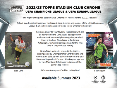 2022-23 Topps UEFA Club Competitions Stadium Club Chrome Soccer Hobby 12 Box Case