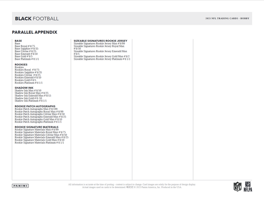 2023 Panini Black Football Hobby Box