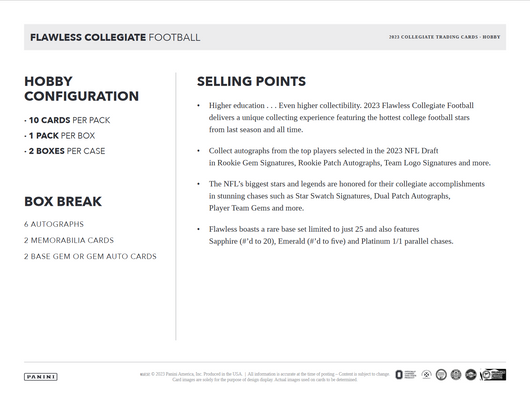 2023 Panini Flawless Collegiate Football Hobby Box