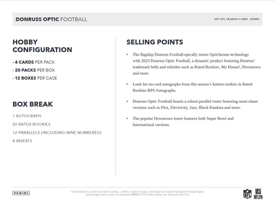 2023 Panini Donruss Optic Football Hobby 12 Box Case