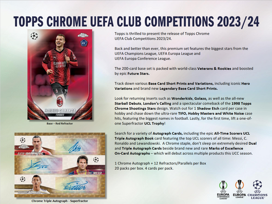 2023-24 Topps UEFA Club Competitions Chrome Soccer Hobby Box