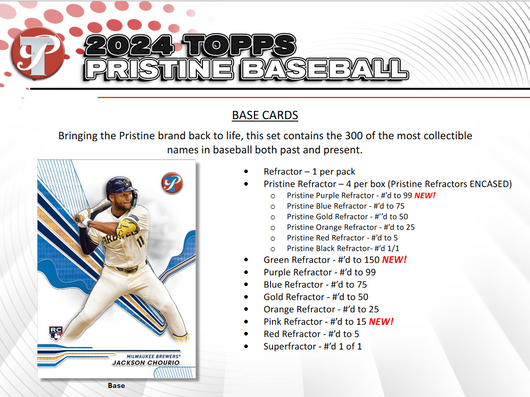 2024 Topps Pristine Baseball Hobby 8 Box Case