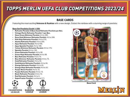 2023-24 Topps UEFA Club Competitions Merlin Chrome Soccer Hobby 12 Box Case