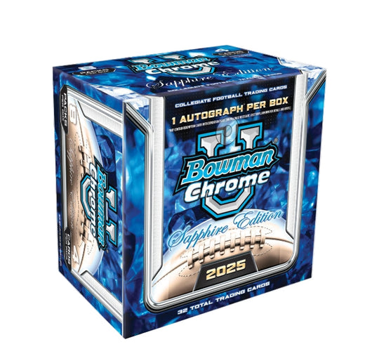 2025 Bowman Chrome University Football Sapphire Hobby 10 Box Case