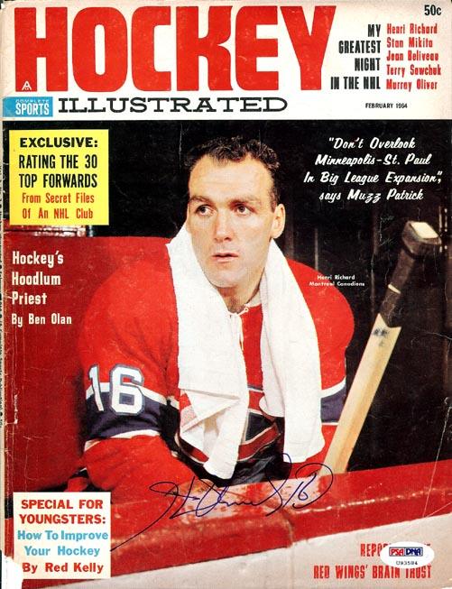 Henri Richard Autographed Hockey Illustrated Magazine Cover Montreal Canadiens PSA/DNA #U93584