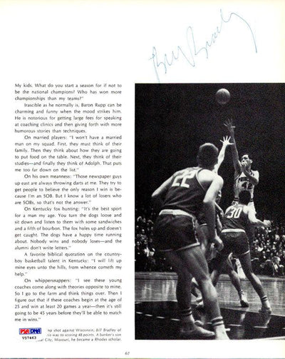 Bill Bradley Autographed Magazine Page Photo New York Knicks PSA/DNA #V57463