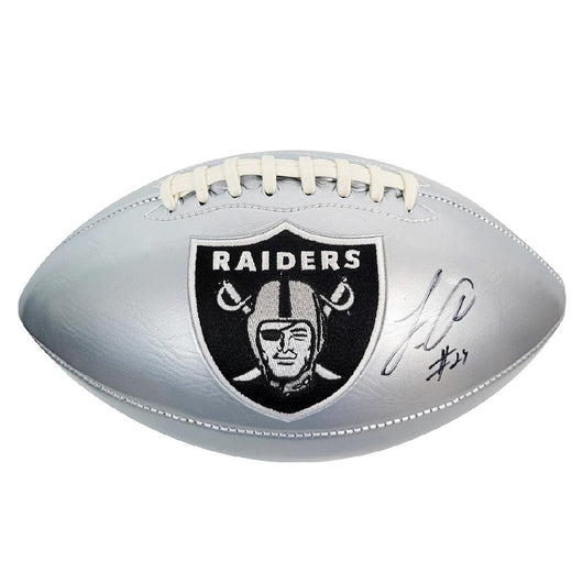 Johnathan Abram Signed Las Vegas Raiders Official NFL Team Logo Silver Football (JSA)