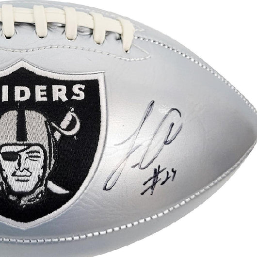 Johnathan Abram Signed Las Vegas Raiders Official NFL Team Logo Silver Football (JSA)